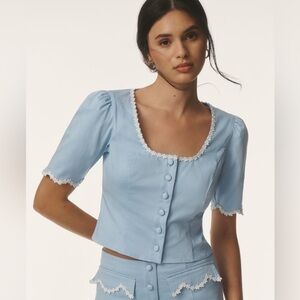 Maeve NWT Scooped Neck Lace Trim Blouse XL